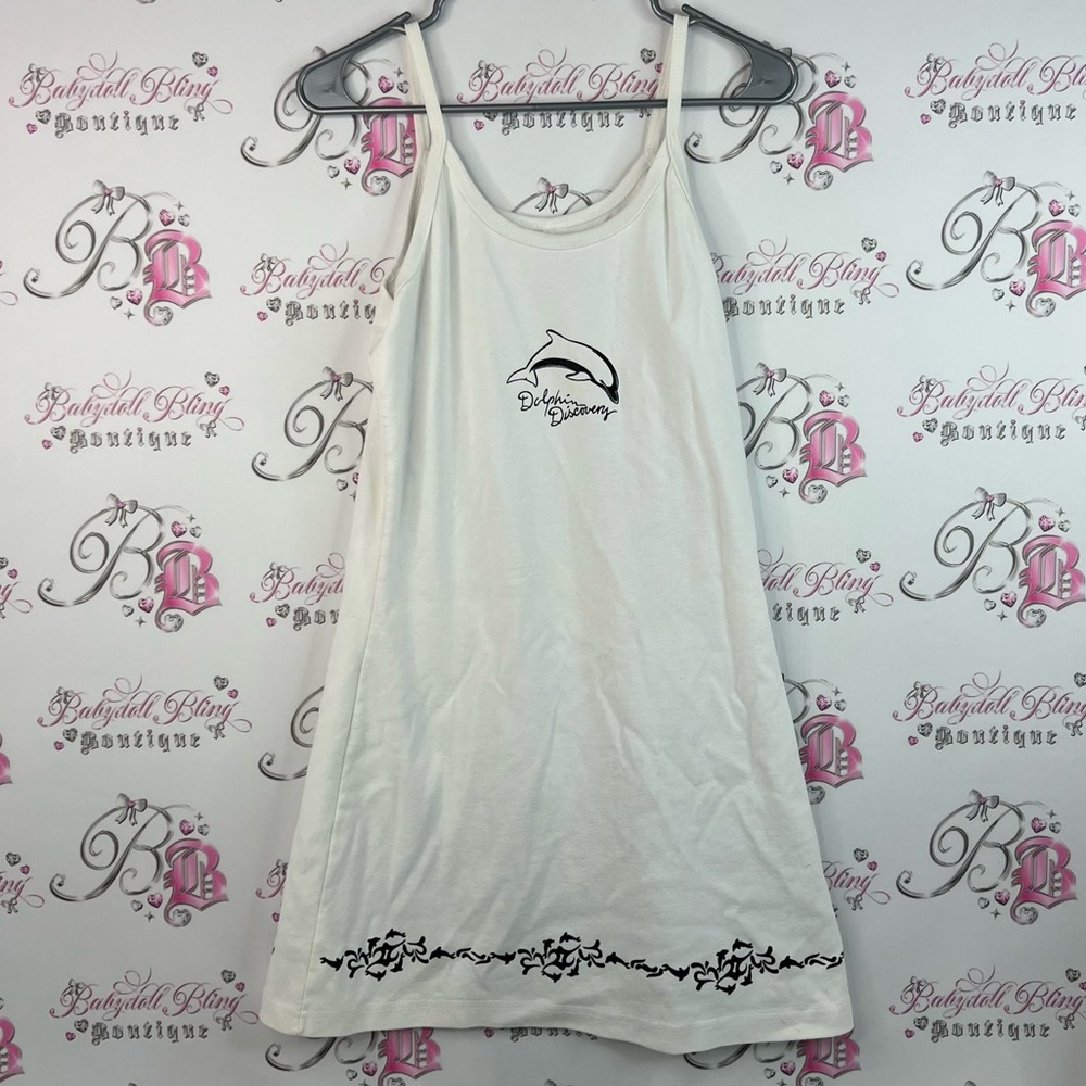 Dolphin discovery dress vintage black White Dress with Dolphin Graphic tank